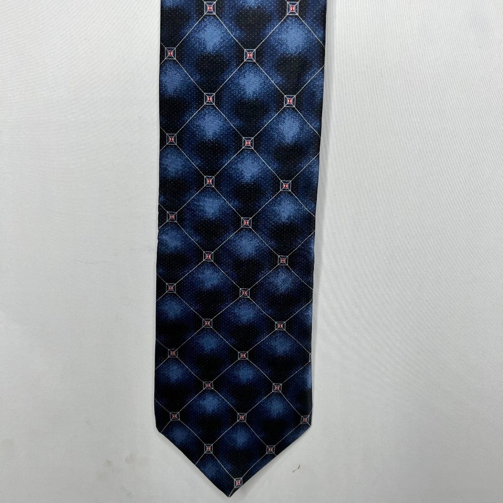 Bill Blass Black Label Men's Necktie 4” 100% Silk Classic Blue & Black Tie